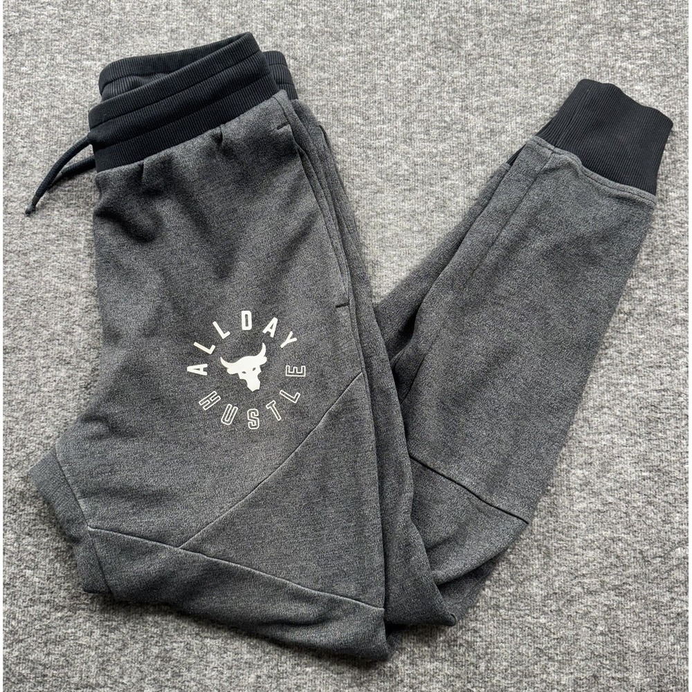 Under Armour Project Rock Jogger Pants Mens Sz S Gray All Day Hustle Sweatpants